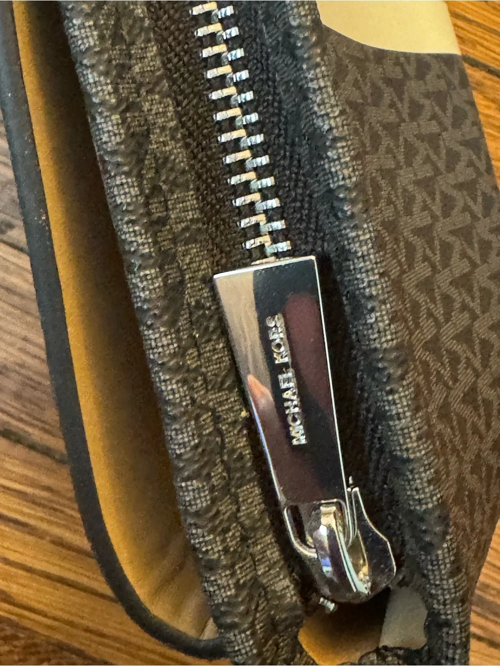 Michael Kors Black Crossbody Belt Bag with Gray and White Racing Stripe